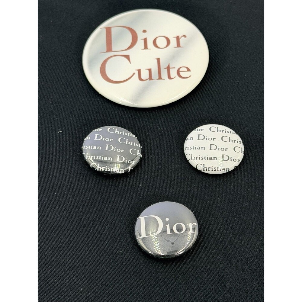 Vintage Christian Dior Logo Button Pin Set 4pc Dior Culte White Black